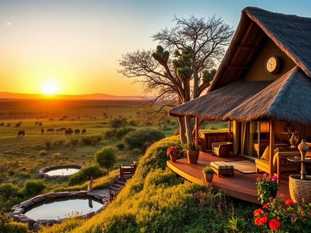A selection of luxurious lodges, rustic tented camps, and family-friendly hotels set against the stunning backdrop of the Masai Mara, showcasing various accommodation options available for travelers. Features include picturesque landscapes, comfortable interiors, and options suitable for different budgets and preferences.